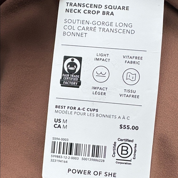 NWT Athleta Transcend Square Neck Crop Auborn Bra Size Medium (A-C Cups) - Picture 6 of 8